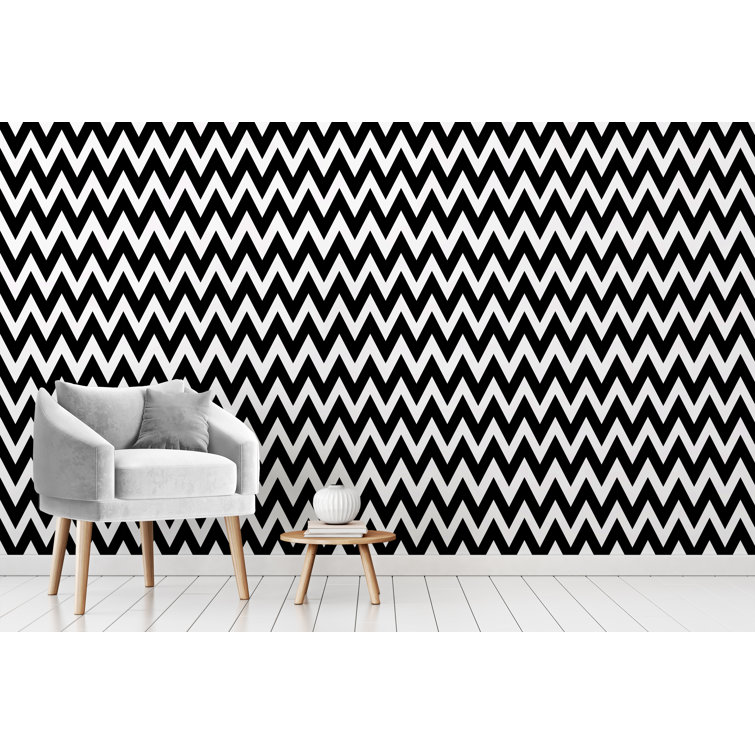 Ebern Designs Brandusa Zig Zag Smooth Peel and Stick Wallpaper Panel